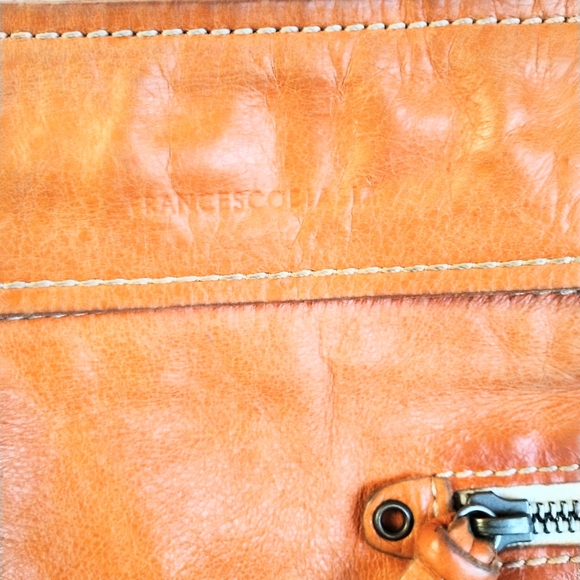 Francesco Biasia Women's Burnt Orange Multi Pocket Italian Leather Hand Bag - Picture 13 of 13